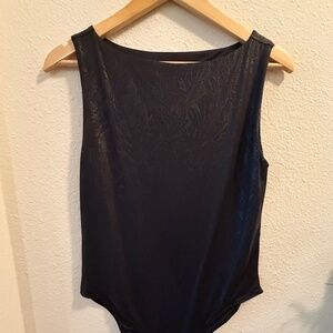 The Commons, Sleeveless Lined Black Deep Floral Body Suit, Sz M, NWOT